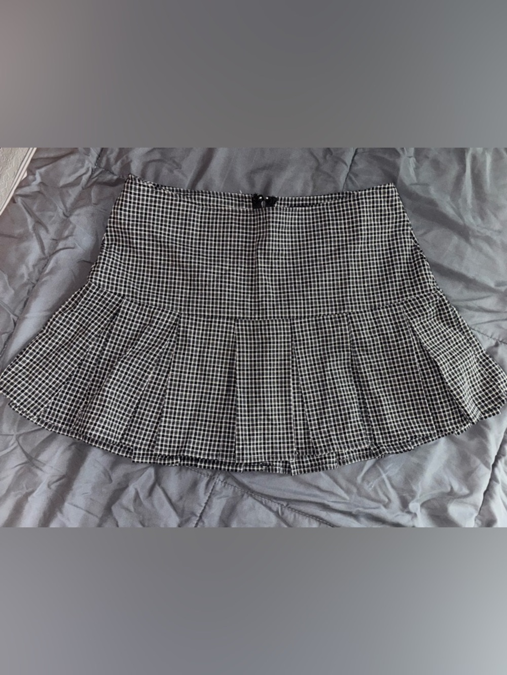 Black and White Plaid Pleated Mini Skirt